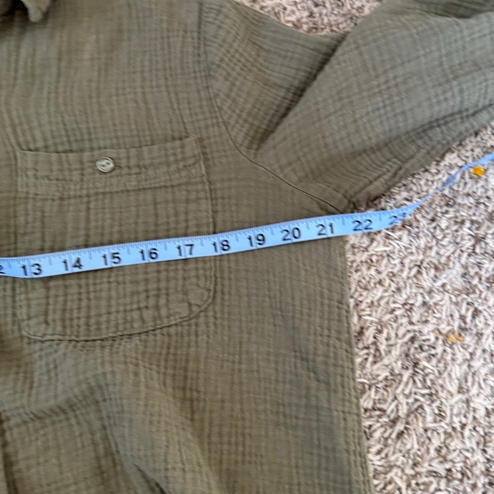 Social Standard by Sanctuary Button Down Shirt Long Sleeve Gauze Green Large - Picture 9 of 10